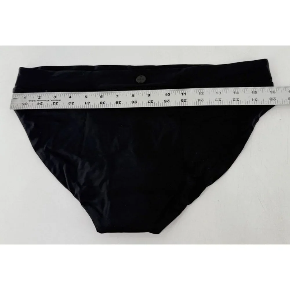 NWT prAna Summer Wave Black Bikini‎ Swim Bottoms Sz Medium Minimalist